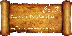 Csikár Konstantina névjegykártya